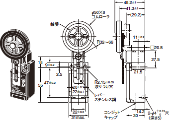 D4N 小形セーフティ・リミットスイッチ/外形寸法 | オムロン制御機器