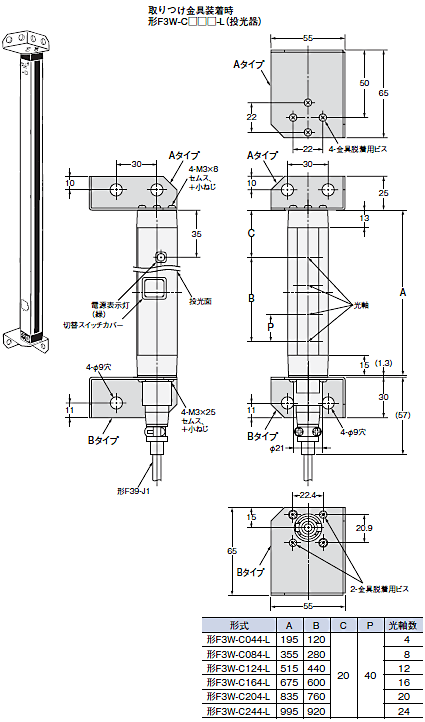 F3W-A / C 外形寸法 17 