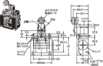 D4N 小形セーフティ・リミットスイッチ/外形寸法 | オムロン制御機器