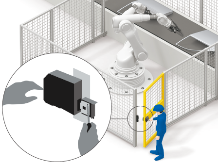 ロック式セーフティドアスイッチの設置工数削減