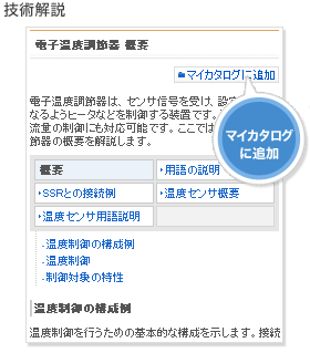 技術解説をマイカタログへ追加