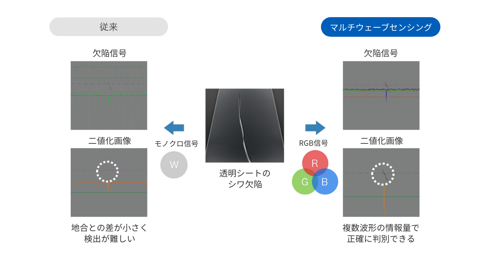 微細なシワ欠陥も情報量の多さで高精度に検出