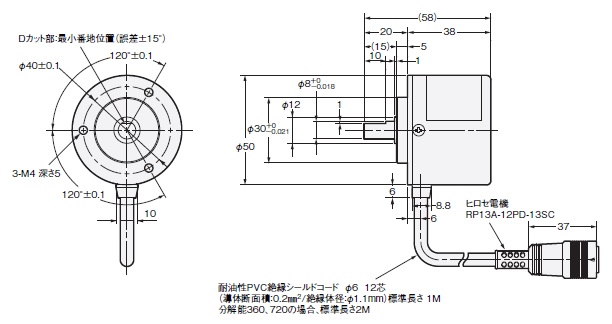 omron アブソリュート形 外形Φ50 (堅牢タイプ) ロータリエンコーダ DC12-24V PNP出力 グレイ2進出力(E6C 通販 