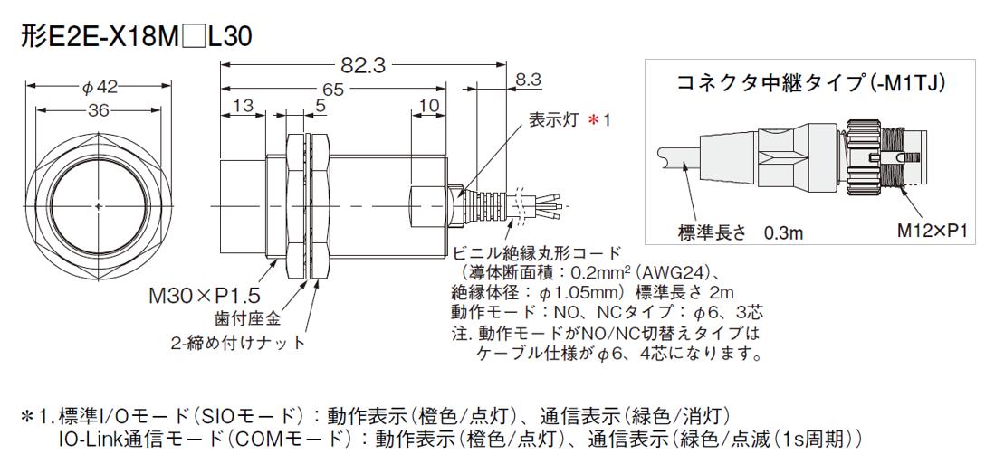 E2E-X18MC1L30 2M スタンダードタイプ近接センサ | オムロン制御機器 E2E-X18MC1L30 2M スタンダードタイプ近接センサ | オムロン制御機器