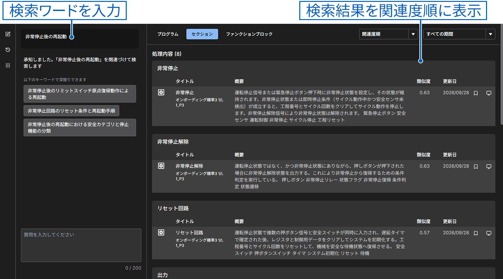 自然言語で流用設計対象プログラムを検索し、設計範囲を絞り込み