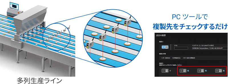 同一形式のセンサに、同じ設定をワンクリックでコピー