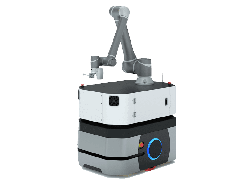 グローリー株式会社 GLORY モバイルマニピュレータ<br>協働ロボット搭載自律走行システム
