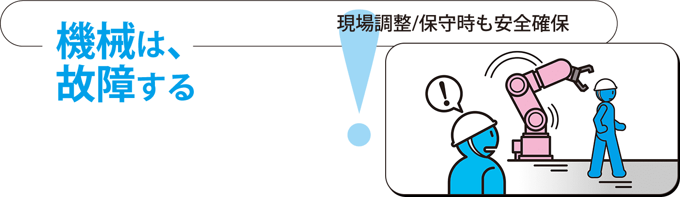 機械は、故障する 現場調整/保守時も安全確保
