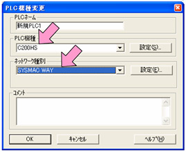 PLC 機種を接続しているC200HS に設定します