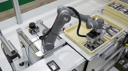 「人手不足」の課題解決へ、食品検査工程での協調ロボット活用動画