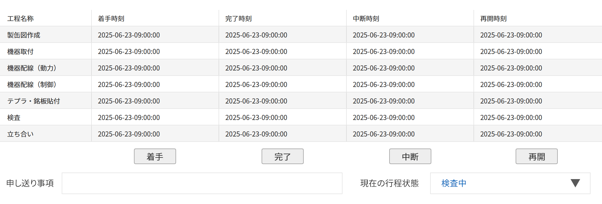 案件ごとに着完入力・記録